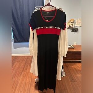 Tommy Hilfiger Black and Red Colorblock Maxi Dress